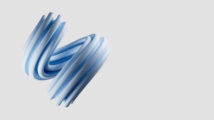 Obraz premium 3D render of a blue, ridged abstract shape. Minimalist graphic for technology or science. Isolated on a light background with ample copy space