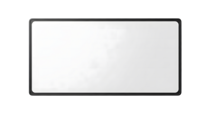 Blank white rectangular whiteboard with black frame isolated on transparent background