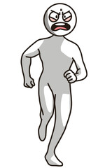 Angry Running Character PNG | Furious Expression Pose | Emotion Illustration Clipart