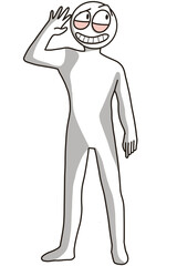 Awkward Cartoon Character PNG | Listening Pose Illustration | Funny Expression Clipart