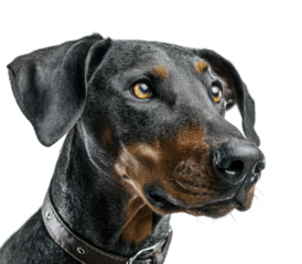 Doberman dog portrait animal isolated on transparent background