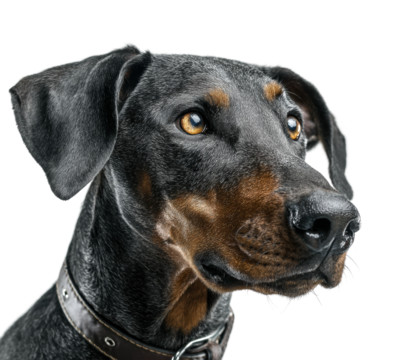 Doberman dog portrait animal isolated on transparent background