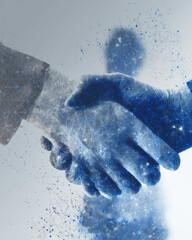 Digital handshake representing technology and partnership
