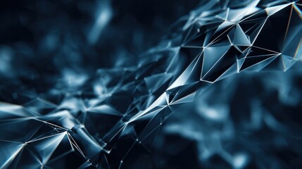 A dynamic abstract representation of interconnected geometric shapes in a blue color palette, conveying depth and complexity.