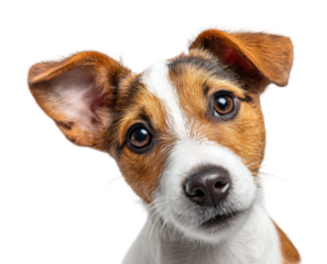 Curious dog posing for portrait pet isolated on transparent background