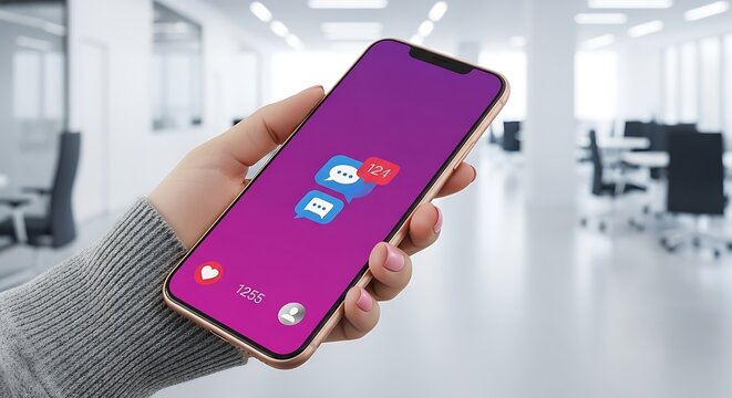 Smartphone Displaying Social Media Notifications in Hand.