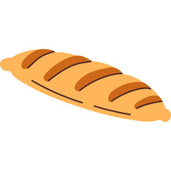 Golden Brown French Baguette Bread with Crisp Crust and Dark Brown Scoring Marks on a Clean White Background Represents Baked Goods and Pastries