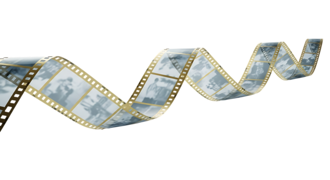 Film strip isolated on transparent background a nostalgic representation of cinema, photography, and the art of visual storytelling