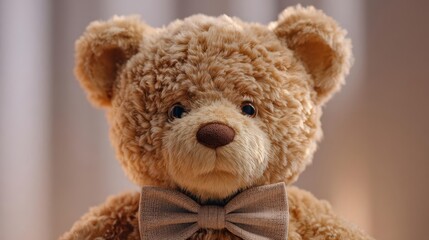 Obraz premium Fluffy Teddy Bear with Bow Tie