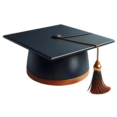 Rendered graduation cap with tassel, set against a black background