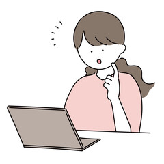 パソコンを操作する女性のイラスト