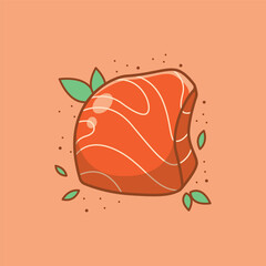 Cute Cartoon Salmon Fish Fillet Illustration