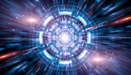 Futuristic Tech Light Tunnel Burst Abstract Background