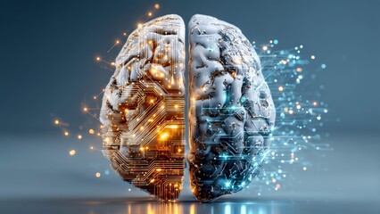  AI（人工知能）の脳とテクノロジーのコンセプト