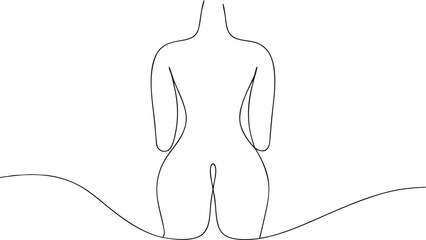 Minimalist continuous line drawing of female torso