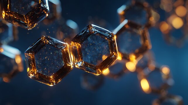 Abstract Molecular Structure With Glowing Energy Particles