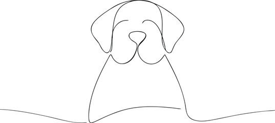 Single line drawing of a dog face animal canine