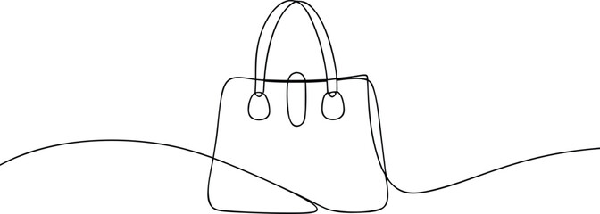 Single line drawing of a handbag purse accessory