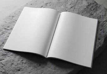 Showcase your Brand: Modern Open Book Mockup with Blank Pages on Stone Texture for a Minimalist, Natural Aesthetic, Perfect for Layouts and Designs