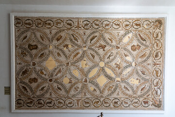 Ancient roman mosaic in El Djem archaeological museum, Tunisia