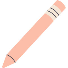 Illustration of a pastel pink pencil with black and cream stripes on its eraser end against a clean white background representing writing and creativity