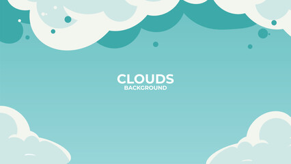 Blue sky with floating white clouds in calm anime style. Sunny weather background illustration for landscape, wallpaper, or peaceful nature scene.