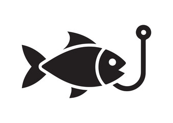 Fototapeta premium Fish caught Icon, Fish caught Black Vector