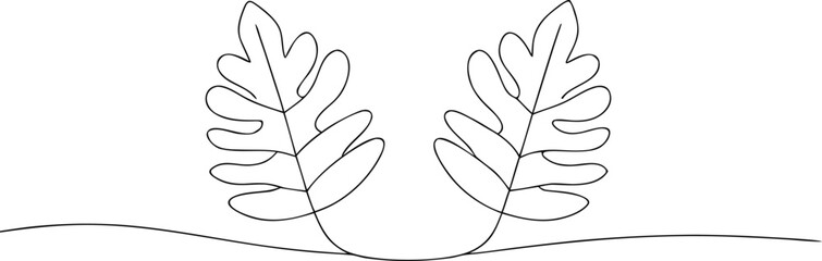 Two abstract leaf outlines on a white background plant