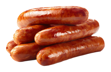 Grilled sausages at summer barbecue gathering food isolated on transparent background