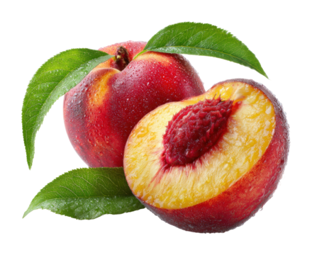 Fresh peaches harvest local orchard food natural light isolated on transparent background