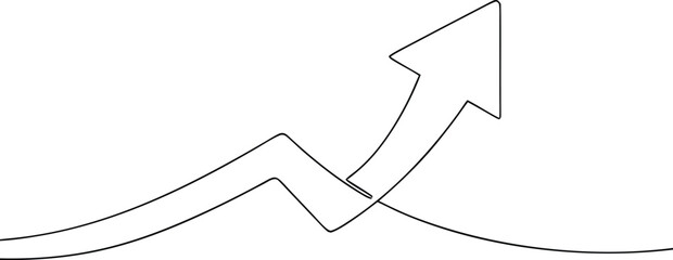 Upward trending arrow graph line art rising