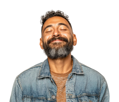 Joyful man smiling portrait isolated on transparent background - Powered by Adobe