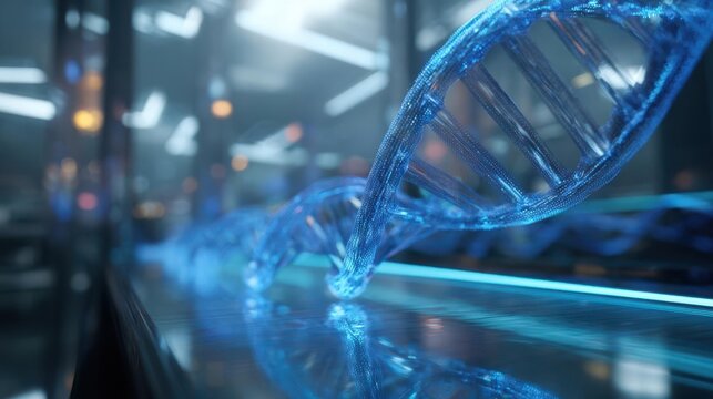 Futuristic DNA Helix in a Laboratory Setting