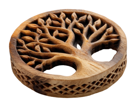 Carved wooden tree artisan workshop home natural appeal isolated on transparent background