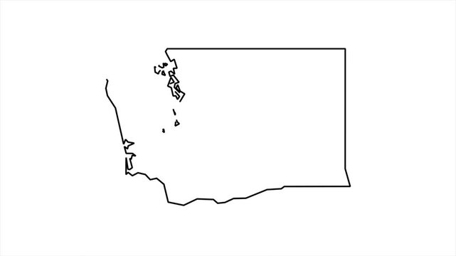 Washington map animated video. Map highlighted on the usamap with animation and colour with white background in video format