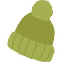 Olive Green Winter Beanie Hat With Pom Pom For Cold Weather Protection And Fashion Accessory With A Transparent Background