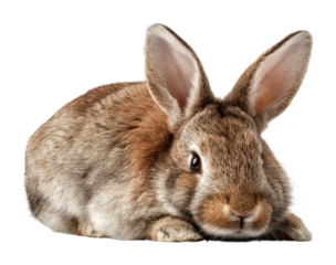 Calm rabbit resting in animal isolated on transparent background