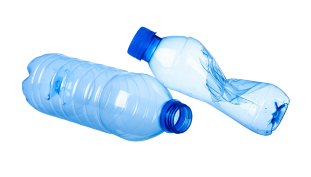 Recycled plastic bottle fragments duo composition isolated on transparent background - Powered by Adobe