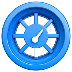 Obraz premium 3D render of a stylized, round blue gauge with a white needle, on black