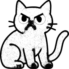 Angry cartoon cat with grumpy expression. Suitable for social media posts, childrens books, or petrelated designs.