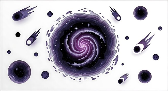 Cosmic Vortex - A Celestial Dance of Comets and Nebulae.