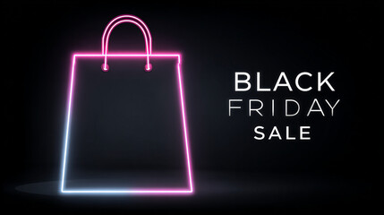Black Friday sale with neon shopping bags