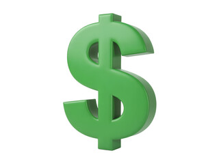 Obraz premium Green dollar sign isolated on transparent background