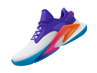 Modern colorful running shoe isolated on transparent background