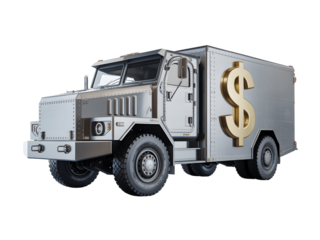 Armored truck with dollar sign isolated on transparent background
