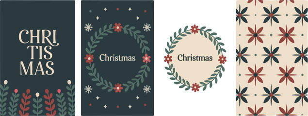 Christmas themed graphic design layouts christmas, graphic, design, layouts, wreath, floral, pattern, holiday, festive, seasonal, card, template, illustration, ornament, decorative, celebration,