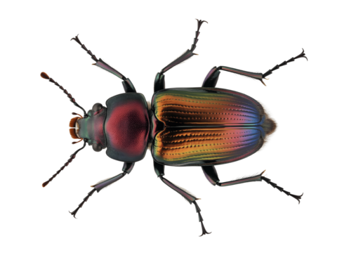 Iridescent ground beetle isolated on transparent background