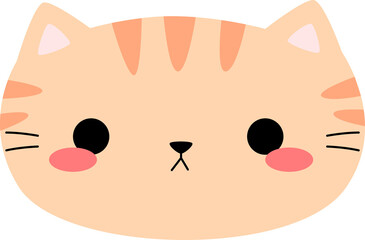Cute cartoon orange cat face simple flat design for kids nursery or sticker