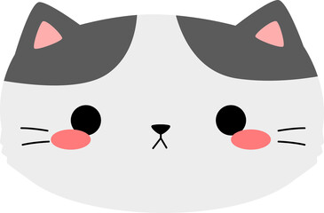 Cute cartoon cow cat face simple flat design for kids nursery or sticker