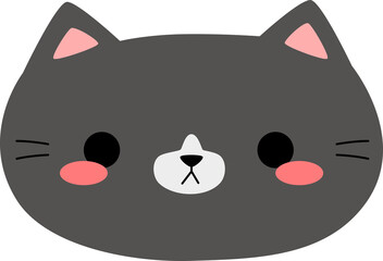 Cute cartoon tuxedo cat face simple flat design for kids nursery or sticker